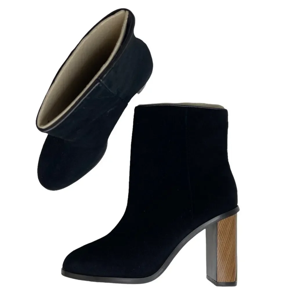 New Ted Baker Orbida Black Suede Block Heel Ankle Boots Size 35.5 - Picture 15 of 16